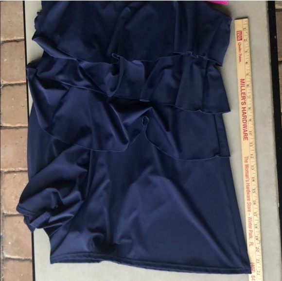 Fit for You Womens Plus Tiered Ruffle Modest Swimsuit Romper Coverup Cobalt Blue - Picture 8 of 12